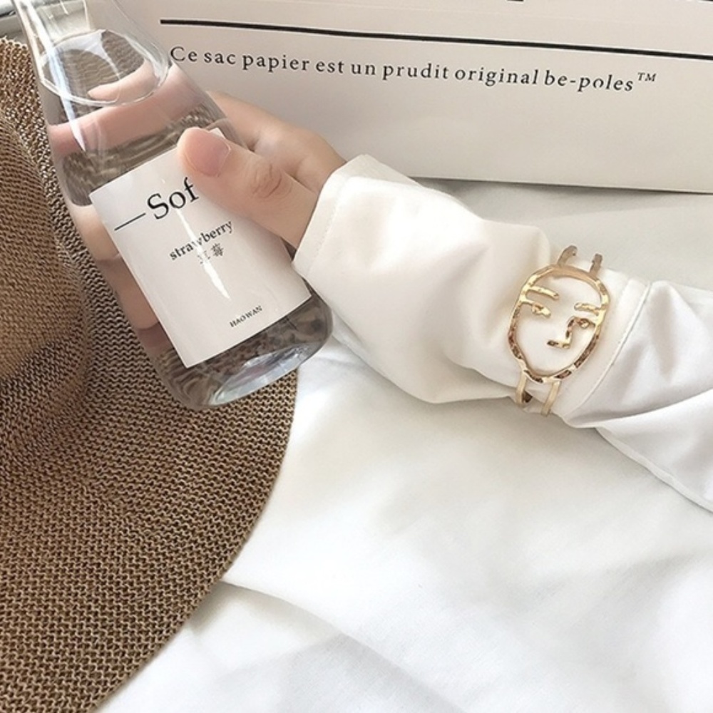 Abstract Minimalist Face Art Bracelet Cuff - Picture 6 of 8